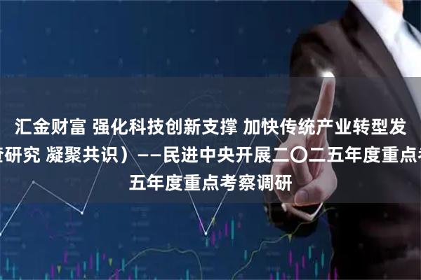 汇金财富 强化科技创新支撑 加快传统产业转型发展(调查研究 凝聚共识)——民进中央开展二〇二五年度重点考察调研