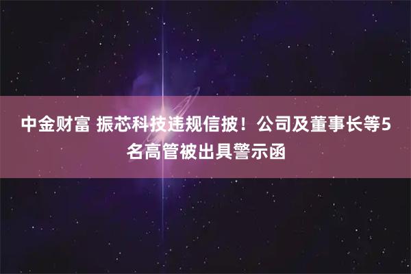 中金财富 振芯科技违规信披！公司及董事长等5名高管被出具警示函